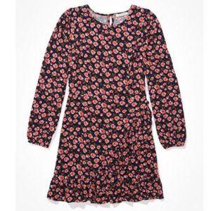 AMERICAN EAGLE Floral Long Sleeve Mini Dress - Size XL - EUC